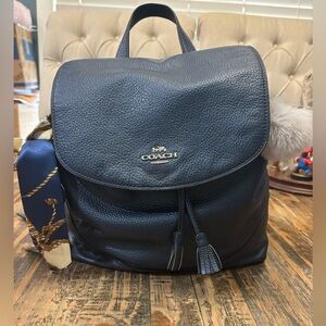 COACH ELLE BACKPACK METALLIC NAVY BLUE